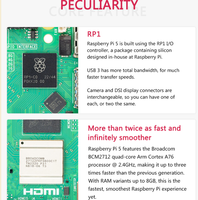 Raspberry Pi 5 Oficial con Cortex-A76 y Linux, disponible en 1GB/2GB/4GB/8GB/16GB de RAM, paquete opcional de placa única