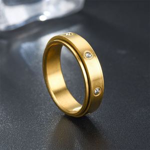 Anillo Giratorio Antiestrés de Acero Inoxidable con Circonita Cúbica y Zirconia, Diseño Moderno - Product Image 4