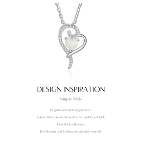 Hot Sale Exquisite S925 Sterling Silver Heart <b>Opal</b> Pendant <b>Necklace</b> Women's Trendy Wedding Birthday - Product Image 6