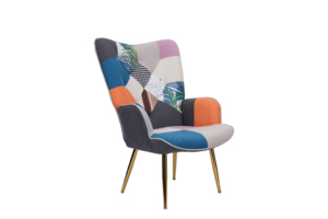 Sillón Individual de Lujo con Acentos Metálicos y Tapicería de Terciopelo, Sillón Reclinable con Respaldo Alto, Muebles Vintage para Sala de Estar - Product Image 2