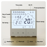 Termostato Programable para Calefacción de Agua, Pantalla Táctil, Memoria de Apagado, Protección Contra Heladas, Bloqueo Infantil, para Sistemas de Calefacción por Suelo Radiante
