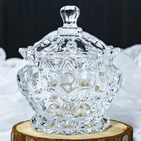 Mini yurt en verre en gros avec couvercle, boîte de rangement pour bonbons, coton, décorations d'intérieur, condiments, pot en verre transparent, pot à bonbons