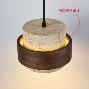 Vintage Pendant <b>Light</b> Round Led E26 Single Head Home <b>Lighting</b> Fixture Yellow Travertine Wabi Sabi Style - Product Image 3
