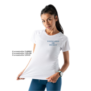 T-Shirt manches courtes pour femmes, Logo personnalisé, Slim Yoga, respirant, entraînement, course à pied, col rond, Gym, sport à séchage rapide - Product Image 2