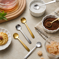 Mini-cuillère en acier inoxydable 304 or et argent pour café, sucre, sel, épices, poudre, dessert, assaisonnement