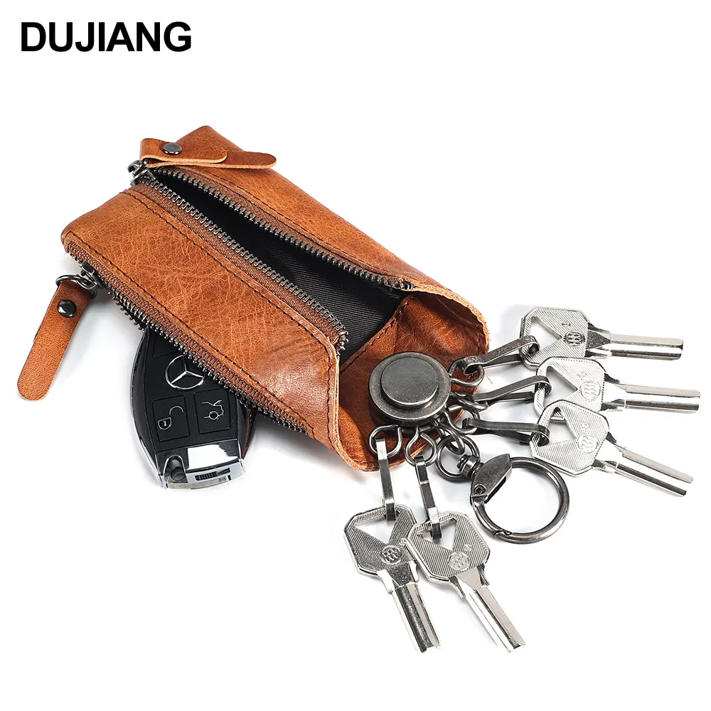 Custom 2023 New Vintage Large Capacity Leather Key Holder Wallet With Card Space Car Key Bag