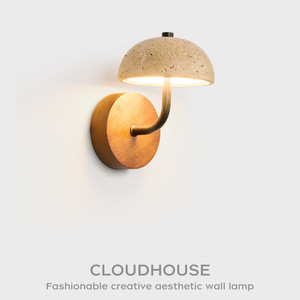 Lampe murale en pierre Huangdong, LED E27, style Wabi Sabi, éclairage nordique pour salon, chambre à coucher, chevet - Product Image 4