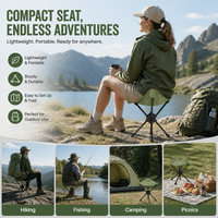 Chaise d'extérieur portable en métal, tabouret pliant triangulaire pivotant léger pour la pêche, le camping, la randonnée et le cyclisme