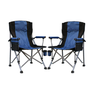 Silla de Camping Plegable Portátil de Respaldo Alto y Gran Tamaño, con Estructura de Acero Resistente y Portavasos, Silla de Jardín Metálica Fácil de Plegar - Product Image 1