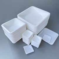 Paquete de 125 Platos Desechables Negros de PP de Grado Alimenticio, Bandejas Cuadradas de 100 ml, Antiestáticos, Fáciles de Verter, Recipientes de Laboratorio