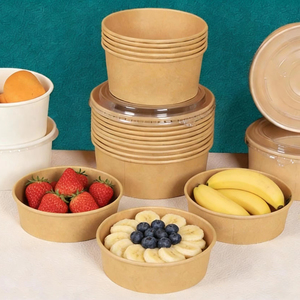 Single-use Takeaway Food Grade Kraft Paper Commercial Grade <strong>Dessert</strong> Bowl. Eco-Friendly <strong>Biodegradable</strong> Customizable Square/Round - Product Image 1