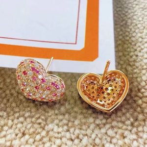 Boucles d'oreilles en or jaune massif 18 carats Xinfly Au750, style cœur, avec saphir rose et diamant, pour cadeau - Product Image 2