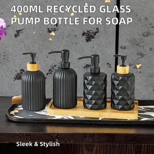 Savon liquide de luxe, shampoing 400 ml, lotion pour le corps recyclée, flacon en verre avec pompe, impression à l'écran, <span class=keywords><strong>Maoya</strong></span> - Product Image 2