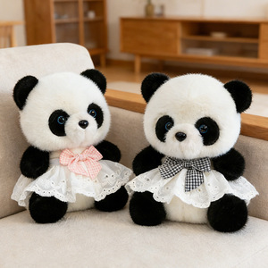 ตุ๊กตาแพนด้าสไตล์โลลิต้าน่ารัก ตุ๊กตาแพนด้าขนนุ่มพร้อมกระโปรงลูกไม้และโบว์สำหรับเด็กผู้หญิง ของขวัญวันเกิดเพื่อนคู่ใจสำหรับการนอนหลับ - Product Image 3