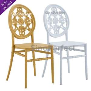 Chaise en plastique blanche empilable en PP, motif tournesol ajouré, nouveau style, pour événements - Product Image 4