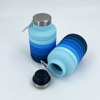 Bouteille d'eau pliable en silicone de qualité alimentaire avec logo personnalisé pour le sport, le cyclisme et les activités de plein air
