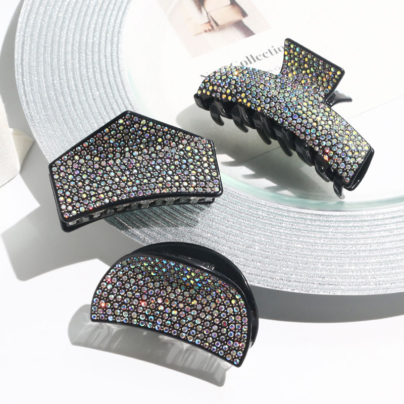 XinMei Блестящий полностью горный хрусталь зажим для волос оптом популярный и роскошный зажим для волос для женщин черный Ацетатный зажим для волос