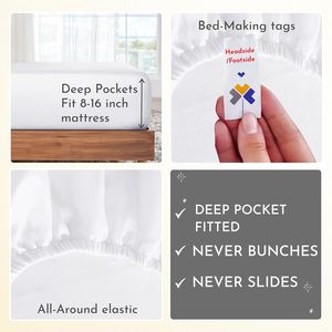 100% juego de cama queen de satén blanco de color sólido de algodón con sábanas refrescantes - Product Image 4