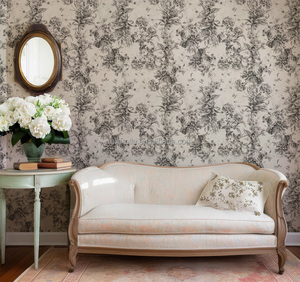 Papel Tapiz Autoadhesivo Blanco y Negro <span class=keywords><strong>de</strong></span> <span class=keywords><strong>Toile</strong></span> <span class=keywords><strong>de</strong></span> <span class=keywords><strong>Jouy</strong></span> para Habitación, Papel Tapiz No Tejido Sin PVC ni Vinilo - Product Image 3