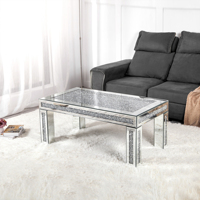 Table basse en argent avec diamants concassés modernes sur mesure, table à thé, salon, meubles miroir, décoration intérieure, table basse en verre