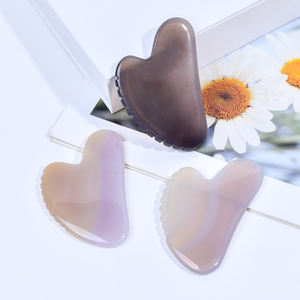 Outil de beauté anti-âge Agate grise <span class=keywords><strong>Gus</strong></span> Sha Logo personnalisé Pierre d'agate grise naturelle Guasha Gua Sha pour le visage - Product Image 3
