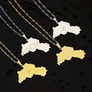 สร้อยคอทองคำแท้ 18K ดีไซน์ทันสมัย ป้องกันการหมอง พร้อมจี้รูปแผนที่เคอร์ดิสถาน ทำจากสแตนเลสแท้ สำหรับผู้หญิง ผู้ชาย และเด็กผู้หญิง - Product Image 2
