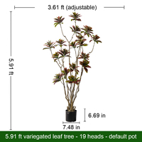 Arbre Bonsaï Artificiel Décoratif d'Intérieur/Extérieur en PET, Moderne et Écologique, Simulant le Codiaeum Variegatum