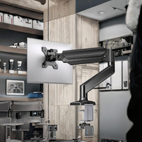 Bras de moniteur double fixation, pince de bureau / panneau perforé, double fixation, écran de 15 à 32 pouces, réglable en hauteur et pivotant