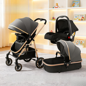 Poussette bébé pliable légère 3 en 1 avec nacelle, vue panoramique bidirectionnelle, certifiée EN1888 pour nouveau-nés jusqu'à 3 ans - Product Image 1