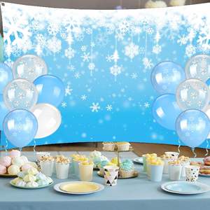 Flocon de neige personnalisé tapisserie hiver pays des merveilles Photoshoot toile de fond congelé fête d'anniversaire décor avec Stock personnalisé - Product Image 1