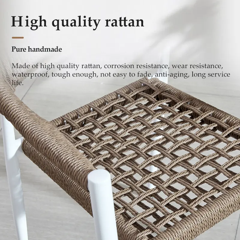 New Design Modern Wicker Garden Balcony Furniture Outdoor Patio Rattan Aluminum Dining Chair for Restaurant