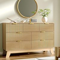 Commode moderne en bois massif à 6 tiroirs avec rangement multifonctionnel pour salon et chambre à coucher