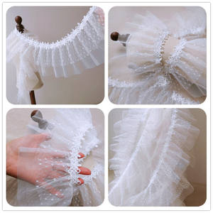 Largeur 12cm <span class=keywords><strong>blanc</strong></span> plissé maille dentelle bord garniture robe de mariée jupe vêtements tissu couture bricolage artisanat - Product Image 2