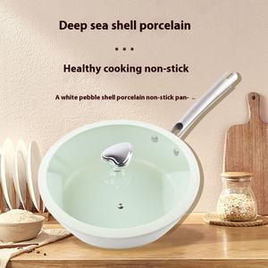 مقلاة صينية بيضاء مرصعة بالحصى غير لاصقة للاستخدام المنزلي هدية مثالية لقلي المقالي - Product Image 4