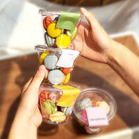 SHIRONG Paper Butler Boîte d'emballage transparente en PET pour mini macarons, desserts de pâtisserie, mochi, gâteaux soufflés et salades, modèle tendance