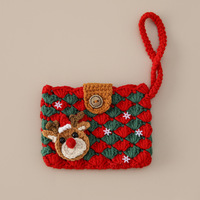 Sac à main en laine fait main en forme de feuille, écologique, pour la fête des pères et le Nouvel An, avec fil flocon de neige, porte-cartes, porte-rouge à lèvres, porte-monnaie, trousse de maquillage