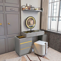 2025 nouveau Style crème bois massif moderne Simple lumière luxe Table de maquillage petit appartement coiffeuse seau armoire vanités