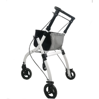Déambulateur en aluminium à hauteur réglable, roues en PVC de 8 pouces, léger, facile à transporter, sac de courses de grande capacité, design durable