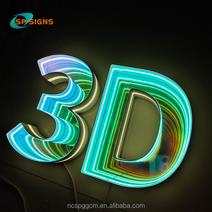 Spsign Tùy Chỉnh Ngàn Hai Lớp Gương Vô Cực Gương Dấu Hiệu LED RGB Neon Ánh Sáng Ánh Sáng up Thư Kim Loại Chữ Cho Tường Cửa Hàng Dấu Hiệu - Product Image 1