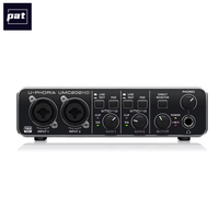 Carte son Behringer UMC202HD, interface audio USB 2 entrées/2 sorties, 2 préamplis micro Midas, alimentation fantôme 48V, effets sonores multiples