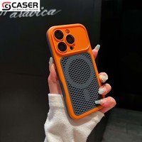 Coque de téléphone en silicone à dissipation thermique, antichoc magnétique, anti-chute, avec refroidissement en nid d'abeille pour iPhone 12-18Series