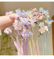 Ensemble d'accessoires pour cheveux pour filles, cadeau de mariage haut de gamme, fait main, dessin animé floral, perles, pompon, ruban satiné multicolore