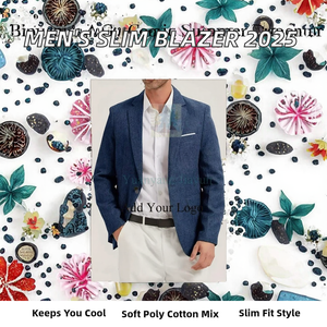 เสื้อเบลเซอร์ผู้ชายปี 2025 ผ้าโพลีเอสเตอร์/คอตตอน ระบายอากาศได้ดี สไตล์ลำลอง ทรงโอเวอร์ไซส์ ทรงเข้ารูป สำหรับงานแฟชั่น ปาร์ตี้ งานแต่งงาน - Product Image 2