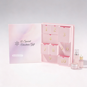 Calendario de Adviento Magnético Rosa con Cajón, Caja de Cuenta Regresiva Navideña Hecha a Mano para Cosméticos, Crema Facial, Polvo Suelto - Product Image 1