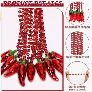 Collar Metálico HLC con Diseño de Chiles para el Festival de Mayo, Cinco de Mayo, Carnaval y Decoración de Fiestas Mexicanas - Product Image 4