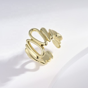 custom plata 925 sterling <b>silver</b> Hip hop Geometric <b>rings</b> stackable 14k gold plated western <b>men</b> fashion engagement <b>ring</b> for woman - Product Image 2