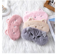Masker Mata Kucing Lucu, Longgar, Anti Cahaya, Khusus Tidur, Kartun, Plush, Pereda Kelelahan Mata