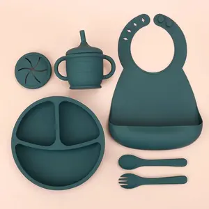 Heat-Resistant Free Silicone Baby Feeding Set Silicone Baby Food Set Bowl And Spoon For Kids