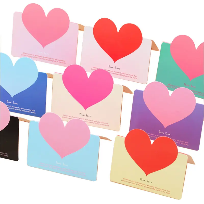 Tarjetas de felicitación de regalo de San Valentín de negocios con forma de corazón de amor de papel colorido con sobres