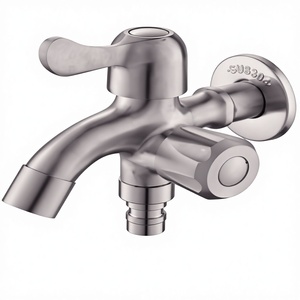 <span class=keywords><strong>Robinet</strong></span> mural moderne en acier inoxydable brossé SS304 à double sortie et double commande pour machine à laver et salle de bain - Product Image 1